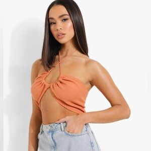 NWT Ruched Knitted Halterneck Bralette Sz 8